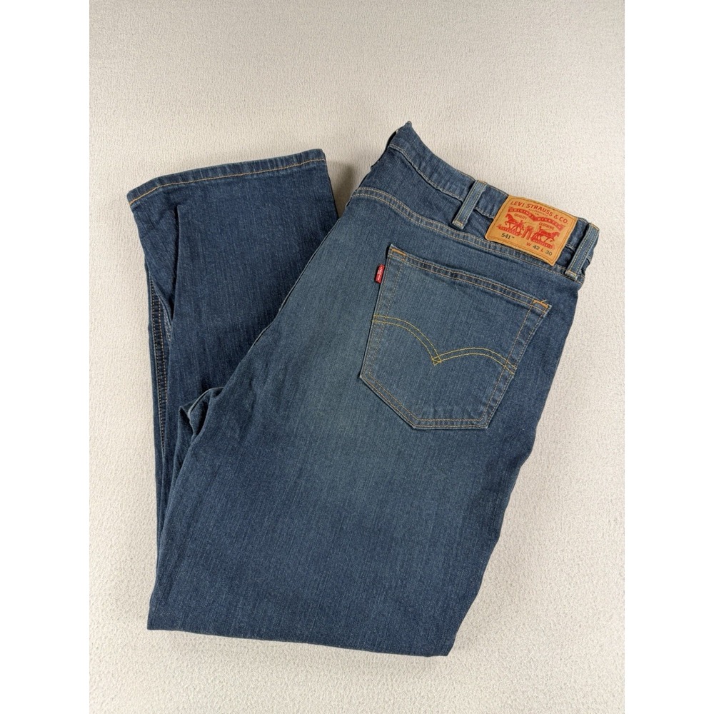 Levi's 541 Mens Athletic Stretch Jeans 42X28 Dark Blue Wash Denim - Picture 10 of 10
